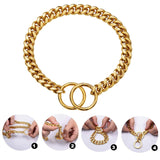 Metal Dog Chain Collar Training Necklace Choker Heavy Duty Chew Proof Strong 35.5cm Aureate - Aladdin Shoppers