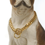 Metal Dog Chain Collar Training Necklace Choker Heavy Duty Chew Proof Strong 35.5cm Aureate - Aladdin Shoppers