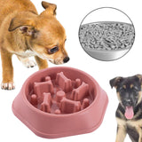 Pet Slow Feeder Dog Bowl Slow Eating Dish Bowl Food Plate Anti Choking Pink - Aladdin Shoppers