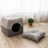 Cat Bed Nest Warm Puppy Kennel Folding Cave Pet Supplies Dog House Mat S 30cmx28cmx29cm - Aladdin Shoppers