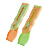 Pet Feeder Sliding Cat Strip Squeeze Spoon Lickable Cat Treats Spoon Cat Green handle - Aladdin Shoppers