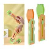 Pet Feeder Sliding Cat Strip Squeeze Spoon Lickable Cat Treats Spoon Cat Green handle - Aladdin Shoppers
