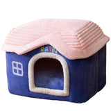 Dog Bed House Winter Warm Sleeping Bed Sleep Kennel Semienclosed Cat Bed 40x32x35cm Blue - Aladdin Shoppers