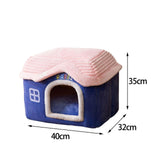 Dog Bed House Winter Warm Sleeping Bed Sleep Kennel Semienclosed Cat Bed 40x32x35cm Blue - Aladdin Shoppers