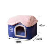 Dog Bed House Winter Warm Sleeping Bed Sleep Kennel Semienclosed Cat Bed 45x36x40cm Blue - Aladdin Shoppers