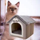 Dog Bed House Winter Warm Sleeping Bed Sleep Kennel Semienclosed Cat Bed 39x32x34cm Gray - Aladdin Shoppers