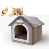 Dog Bed House Winter Warm Sleeping Bed Sleep Kennel Semienclosed Cat Bed 39x32x34cm Gray - Aladdin Shoppers