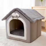 Dog Bed House Winter Warm Sleeping Bed Sleep Kennel Semienclosed Cat Bed 39x32x34cm Gray - Aladdin Shoppers