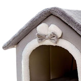 Dog Bed House Winter Warm Sleeping Bed Sleep Kennel Semienclosed Cat Bed 39x32x34cm Gray - Aladdin Shoppers