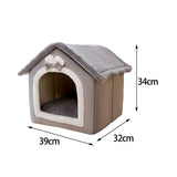 Dog Bed House Winter Warm Sleeping Bed Sleep Kennel Semienclosed Cat Bed 39x32x34cm Gray - Aladdin Shoppers