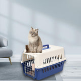 Hard Sided Travel Carrier Kennel Cat Dog Cage for Rabbits Traveling Outdoor Blue S - Aladdin Shoppers