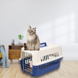 Hard Sided Travel Carrier Kennel Cat Dog Cage for Rabbits Traveling Outdoor Blue S - Aladdin Shoppers