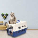 Hard Sided Travel Carrier Kennel Cat Dog Cage for Rabbits Traveling Outdoor Blue S - Aladdin Shoppers
