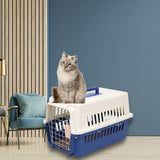 Hard Sided Travel Carrier Kennel Cat Dog Cage for Rabbits Traveling Outdoor Blue S - Aladdin Shoppers