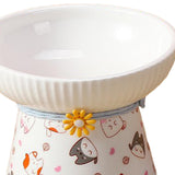 Porcelain Pet Feeder Raised Cat Dish High Foot Non Spillage Cat Dog Bowl Pattern Tilted - Aladdin Shoppers
