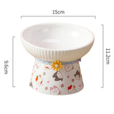 Porcelain Pet Feeder Raised Cat Dish High Foot Non Spillage Cat Dog Bowl Pattern Tilted - Aladdin Shoppers