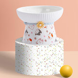 Porcelain Pet Feeder Raised Cat Dish High Foot Non Spillage Cat Dog Bowl Pattern Tilted - Aladdin Shoppers