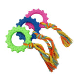 3Pcs Dog Chew Toys with Knitting Rope Rubber Rings Pet Supplies Increase IQ - Aladdin Shoppers