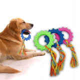 3Pcs Dog Chew Toys with Knitting Rope Rubber Rings Pet Supplies Increase IQ - Aladdin Shoppers