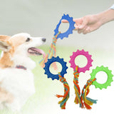 3Pcs Dog Chew Toys with Knitting Rope Rubber Rings Pet Supplies Increase IQ - Aladdin Shoppers