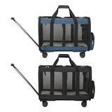 Double Compartment Pet Carrier for Two Cats Wear Resistant for Cats Travel Black - Aladdin Shoppers