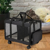 Double Compartment Pet Carrier for Two Cats Wear Resistant for Cats Travel Black - Aladdin Shoppers
