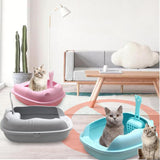 Pet Litter Tray Durable Sand Box Container Splashproof Toilet Cat Litter Box Gray - Aladdin Shoppers