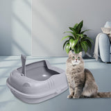 Pet Litter Tray Durable Sand Box Container Splashproof Toilet Cat Litter Box Gray - Aladdin Shoppers