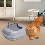 Pet Litter Tray Durable Sand Box Container Splashproof Toilet Cat Litter Box Gray - Aladdin Shoppers