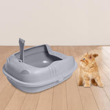 Pet Litter Tray Durable Sand Box Container Splashproof Toilet Cat Litter Box Gray - Aladdin Shoppers