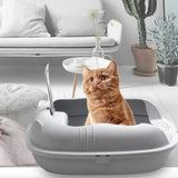 Pet Litter Tray Durable Sand Box Container Splashproof Toilet Cat Litter Box Gray - Aladdin Shoppers
