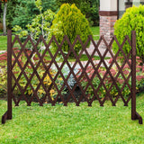 Wooden Pet Fence Expanding Room Divider Barrier Dog Gate for House Stair Brown - Aladdin Shoppers