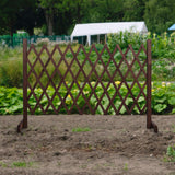 Wooden Pet Fence Expanding Room Divider Barrier Dog Gate for House Stair Brown - Aladdin Shoppers
