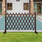 Wooden Pet Fence Expanding Room Divider Barrier Dog Gate for House Stair Brown - Aladdin Shoppers