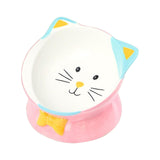Elevated Cat Food Bowl Pet Feeding Bowl Non Slip Raised Tilted Pet Feeder Pink - Aladdin Shoppers