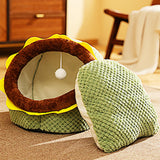 Large Sleeping Bed Basket with Ball Toy Warm Washable for Kitten Indoor Cats - Aladdin Shoppers