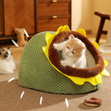 Large Sleeping Bed Basket with Ball Toy Warm Washable for Kitten Indoor Cats - Aladdin Shoppers