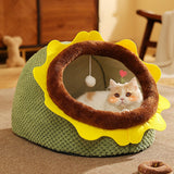 Large Sleeping Bed Basket with Ball Toy Warm Washable for Kitten Indoor Cats - Aladdin Shoppers