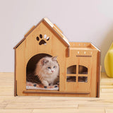 Wooden Kitty House Cat Shelter Comfortable for Small Dogs Without Door - Aladdin Shoppers
