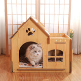 Wooden Kitty House Cat Shelter Comfortable for Small Dogs Without Door - Aladdin Shoppers