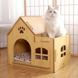 Wooden Kitty House Cat Shelter Comfortable for Small Dogs Without Door - Aladdin Shoppers