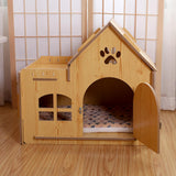 Wooden Kitty House Cat Shelter Comfortable for Small Dogs With Door - Aladdin Shoppers