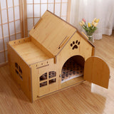 Wooden Kitty House Cat Shelter Comfortable for Small Dogs With Door - Aladdin Shoppers