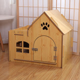 Wooden Kitty House Cat Shelter Comfortable for Small Dogs With Door - Aladdin Shoppers