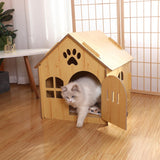 Wooden Kitty House Cat Shelter Comfortable for Small Dogs With Door - Aladdin Shoppers