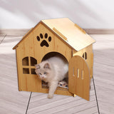 Wooden Kitty House Cat Shelter Comfortable for Small Dogs With Door - Aladdin Shoppers