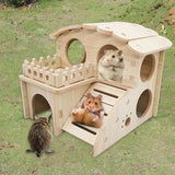 Wood Hamster House Hideout Play Exercise Toy Climbing Toy for Rat Hedgehog - Aladdin Shoppers