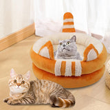 Dog Bed Comfortable Nesting Cave Non Slip Bottom for Cats Kitty Kitten Orange Small - Aladdin Shoppers