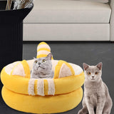 Dog Bed Comfortable Nesting Cave Non Slip Bottom for Cats Kitty Kitten Yellow Small - Aladdin Shoppers