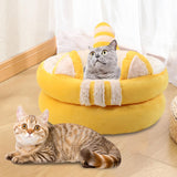 Dog Bed Comfortable Nesting Cave Non Slip Bottom for Cats Kitty Kitten Yellow Small - Aladdin Shoppers